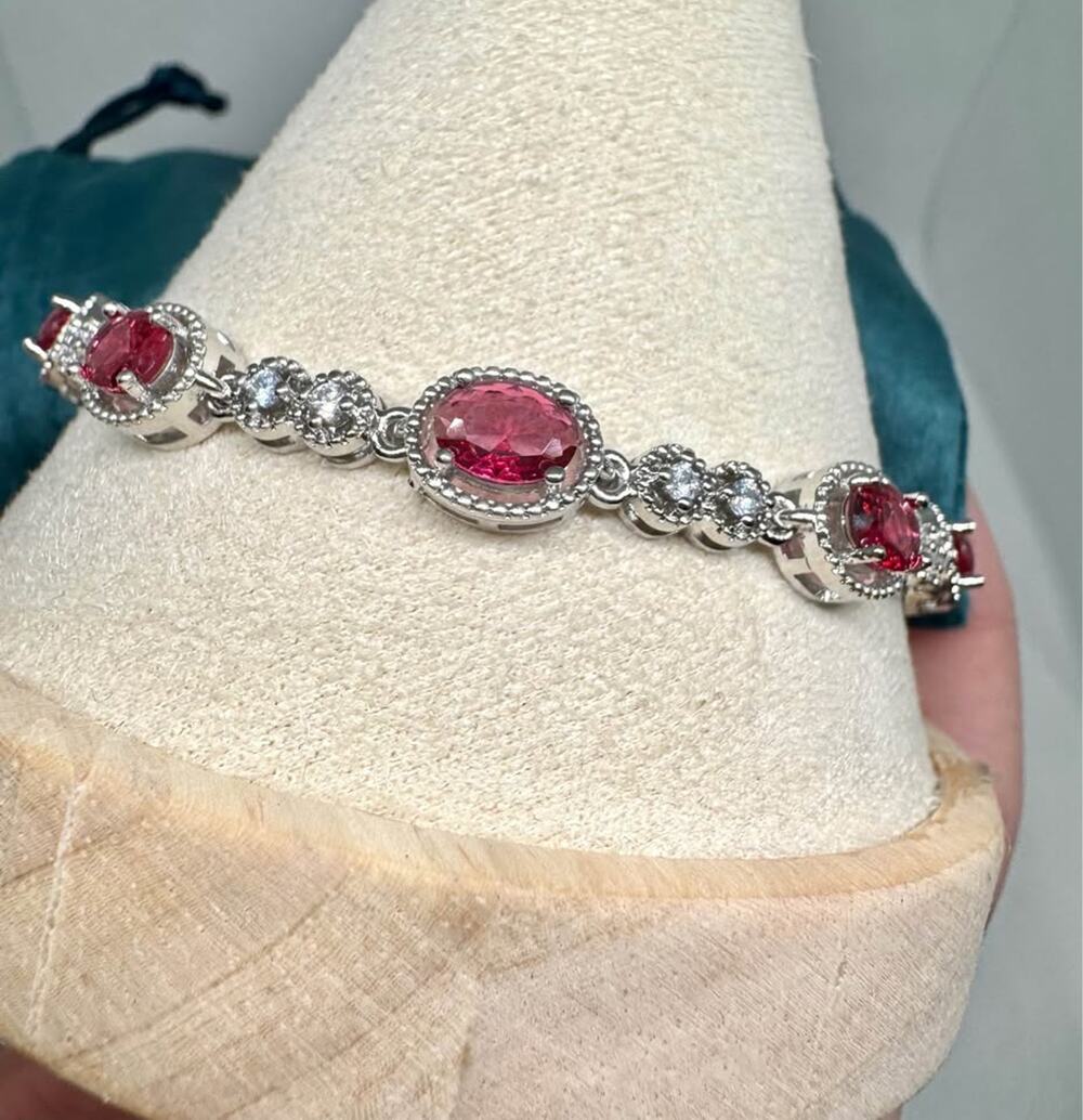 Tarnish free Ruby Rose CZ Tennis Bracelet